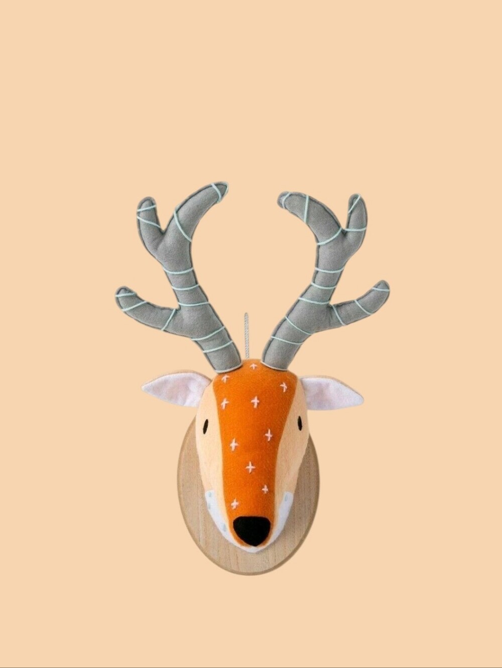 Nwt Spritz Stuffed Deer Head Orange Gray New Decorative Bust